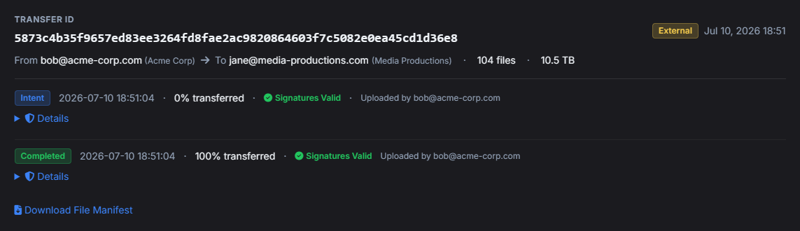 Verify transfer